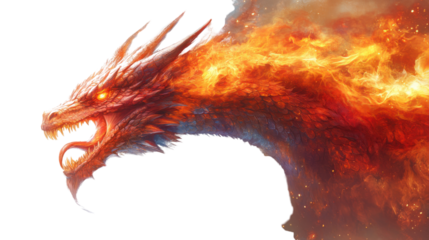 dog on fire isolated on white background 