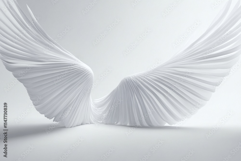 Fototapete elegant white wings crafted from delicate paper create an ethereal and artistic display in a minimal
