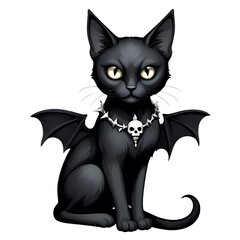 Obraz premium Black and white cat silhouette on a white background in a cute cartoon style