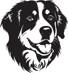 Bernese Mountain Dog Silhouette Vector Illustration White Background