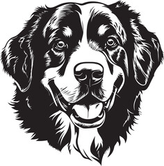 Bernese Mountain Dog Silhouette Vector Illustration White Background