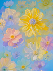 Abstract floral background, pastel colours, fancy and dreamy style art work. 300dpi