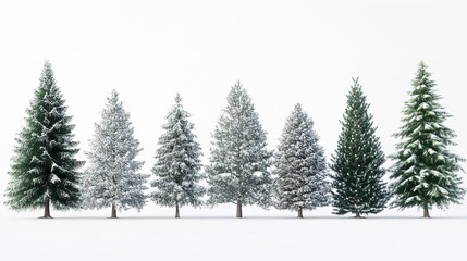 Naklejka premium Collection of Christmas trees with snow-isolated 