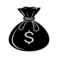 Money Bag silhouette, black and white silhouette, vector and illustration