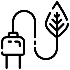green electricity outline vector icon
