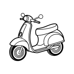 scooter line art, black outline, vector and illustration, line art&nbsp;and&nbsp;outline