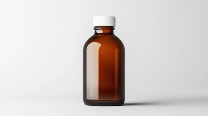 Clear Amber Glass Bottle with White Cap for Pharmaceutical Use