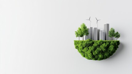 Floating island with a futuristic ecocity, clean energy sources visible Futuristic ecocity, Sustainability concept