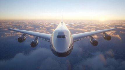 Airplane Above Clouds 3D Render