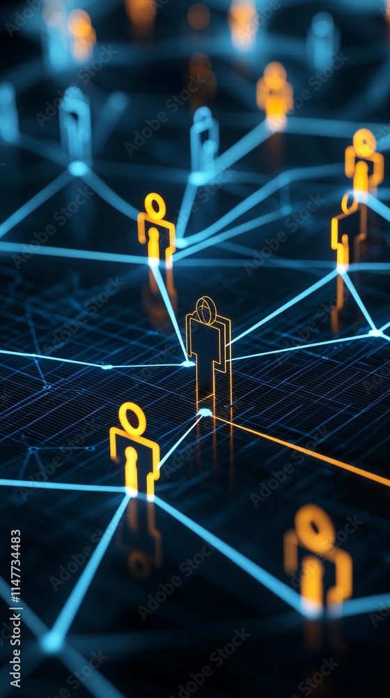 Poster an abstract representation of digital privacy in healthcare, layered locks and keyholes with a glowi