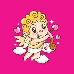 Hand drawn cute cupid character kawaii illustration