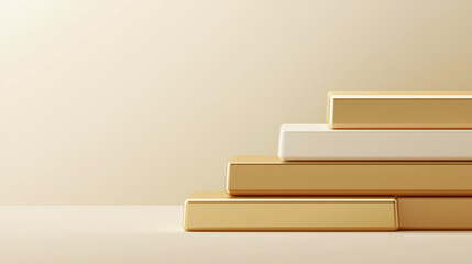 Gold and white stacked bars in minimal design.