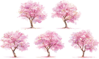 Obraz premium pink tree watercolor clipart