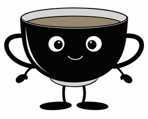 Happy Coffee Cup Illustration with Saucer