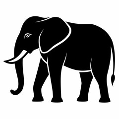 Minimalistic Black and White Elephant Illustration