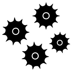 murder holes,moon,star silhouette vector icon illustration,holes, on white background.
