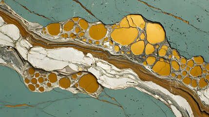 Abstract Gold and Teal Crackle Texture Background Image