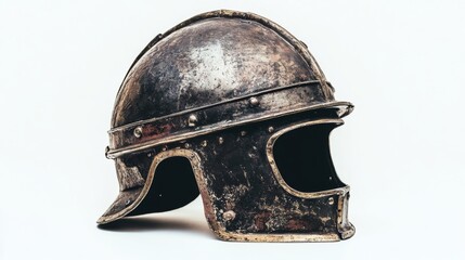 An ancient warrior helmet captured in detail. This unique piece showcases history and craftsmanship. Perfect for art enthusiasts. Generative AI