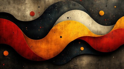 Obraz premium Abstract wavy design; red, orange, black, beige.