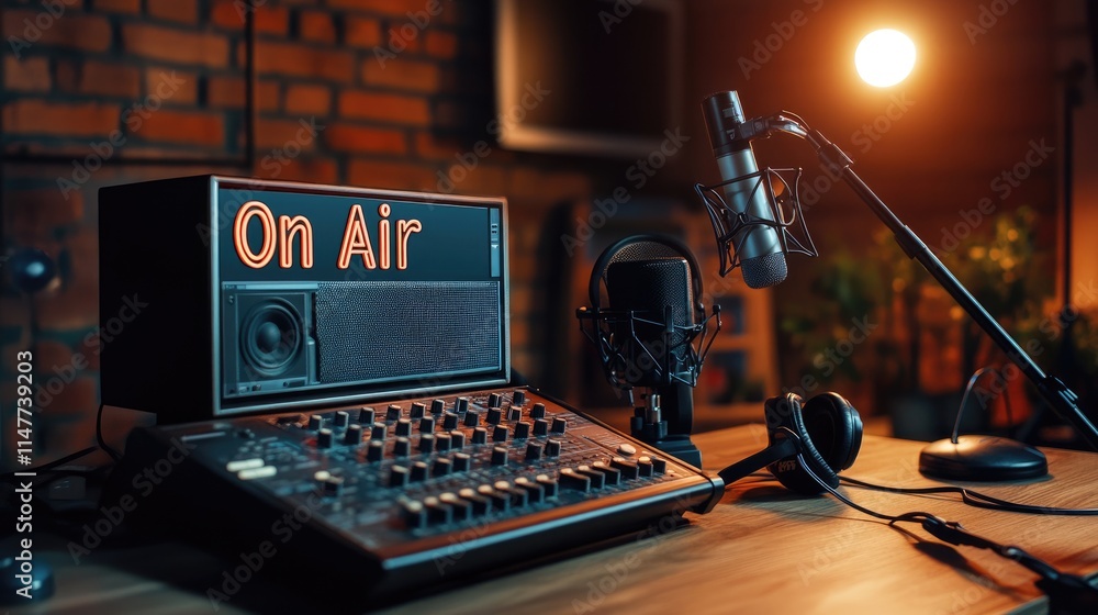 Aufkleber a simple and stylish online radio studio with an 