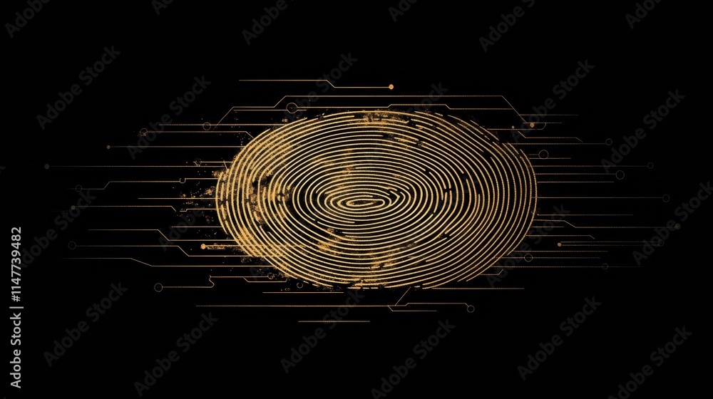 Fototapete Digital fingerprint graphic design with futuristic elements and ample copy space for creative projects. Generative AI