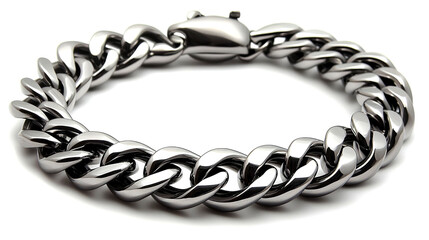 Naklejka premium Men's heavy silver curb chain bracelet.