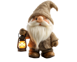 a gnome holding a lantern