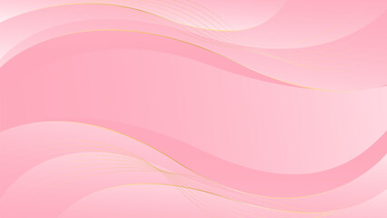 Elegant pink luxury background. Abstract wave dynamic wallpaper with gold lines. Template banner background for beauty products, sales, ads, events, web pages and others