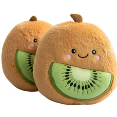 Plush kiwi fruit toys with oval cutout, transparent PNG for children's merchandise
