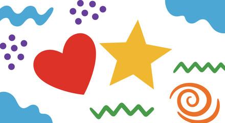 Vibrant Abstrac Dynamic Colorful Elements Flat Vector Illustration
