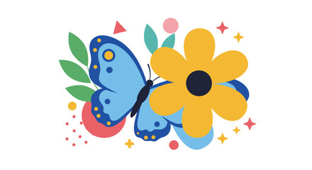 Vibrant Abstrac Dynamic Colorful Elements Flat Vector Illustration
