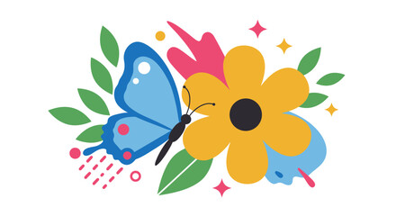 Vibrant Abstrac Dynamic Colorful Elements Flat Vector Illustration
