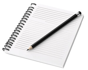 Notebook with Lined Paper and Black Pencil
