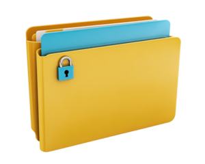 Yellow Folder with Blue Padlock and Papers