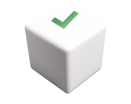 White Cube with Green Checkmark on Top
