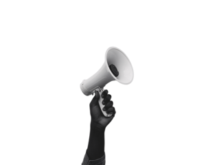 Hand Holding a White Megaphone