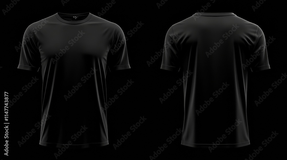 Fototapete Mockup of a plain black t shirt design template for showcasing custom graphics and text without distractions. Generative AI