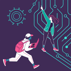 Technology and Progress: Digital Exploration Concept