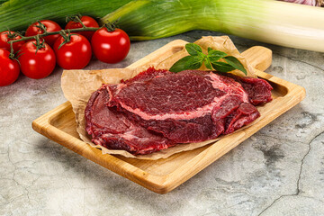Raw beef cheeks cut for cooking