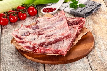 Raw pork ribs for cooking