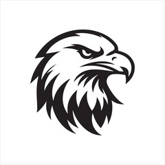 Eagle head silhouette vector illustration, head stylized logo
