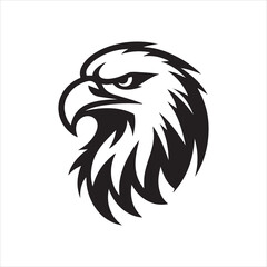Eagle head silhouette vector illustration, head stylized logo