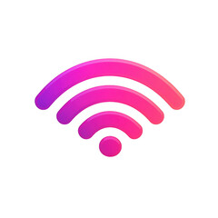pink icon of Wi-Fi isolated on a transparent background Minimalist flat icon, vector logo style sign clipart on a no background png