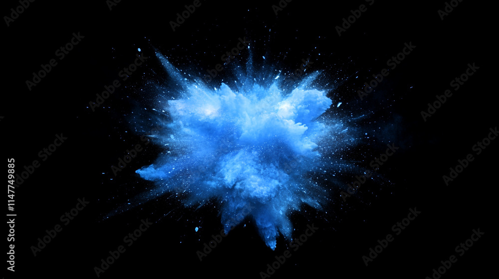 Aufkleber blue explosion of color against a black background creating a vivid visual impact.