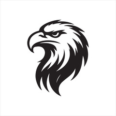 Eagle head silhouette vector illustration, head stylized logo