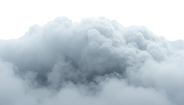 PNG of Fluffy white clouds creating a soft, ethereal landscape against a clear sky on transparent background.