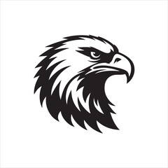 Eagle head silhouette vector illustration, head stylized logo