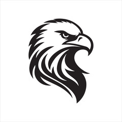 Eagle head silhouette vector illustration, head stylized logo
