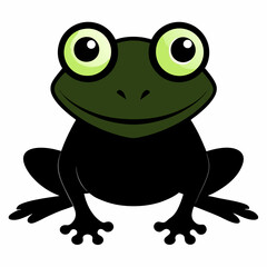 Cute Green Frog Illustration with Big Eyes