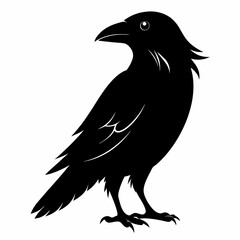 Minimalist Black Raven Silhouette Illustration